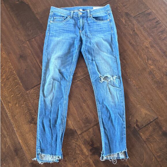 Rag & Bone Mid-Rise Skinny Step-hem Denim Capri Jeans Sunset Women's Size 27 - Picture 3 of 11